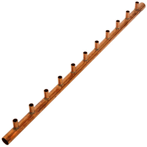 1" Male Sweat x Female Sweat Copper Manifold w/ 1/2" Sweat Loops , 3" O.C. (11 Outlets)