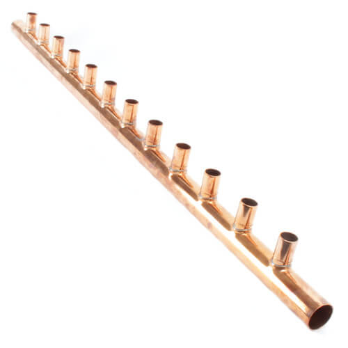 1-1/4" Male Sweat Copper Manifold w/ 3/4" Sweat Loops (12 Outlets)