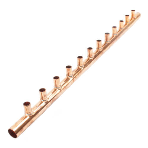 1-1/4" Male Sweat Copper Manifold w/ 3/4" Sweat Loops (12 Outlets)