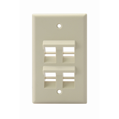 Main product image of Angled Single-Gang Quickport, Wallplate, 4-port (Ivory)