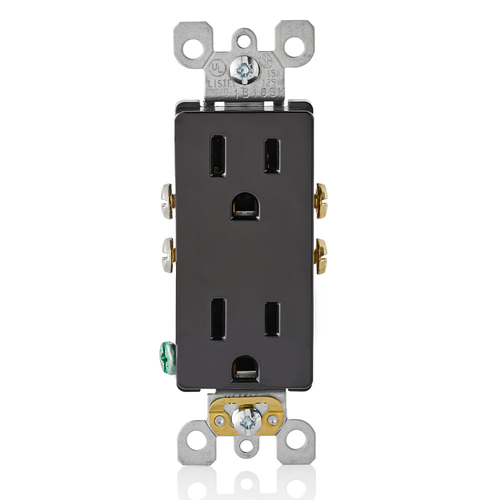 Main product image of 15A Duplex Outlet/receptacle, Self-grounding (Black)