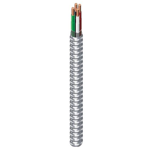Main product image of 250' 10-2 SOL Aluminum Armored Armorlite MC Cable, THHN, 2C (Black, White, Green)