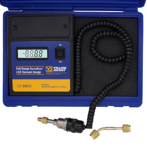 69075 Yellow Jacket 69075 SuperEvac LCD Vacuum Gauge w/ Case