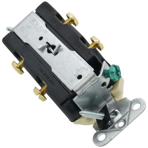 Main product image of Single-Pole Double Combination Grounding Toggle Switch, 15A - Ivory (120/277V)