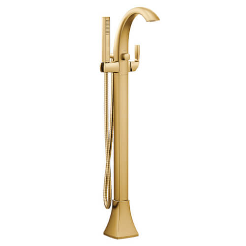Main product image of Voss Single Handle Floor Mounted Tub Filler w/ Hand Shower (Brushed Gold), 695BG