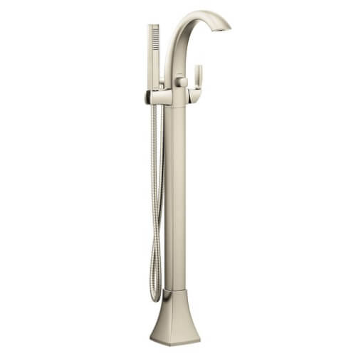 Main product image of Voss Single Handle Floor Mounted Tub Filler w/ Hand Shower (Brushed Nickel), 695BN