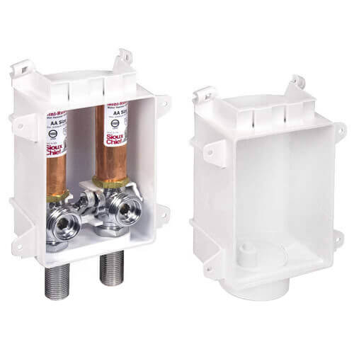 OxBox Washing Machine Outlet Box w/ Mini-Rester Water Hammer Arresters Rough-In Pack - 1/2" Female Sweat