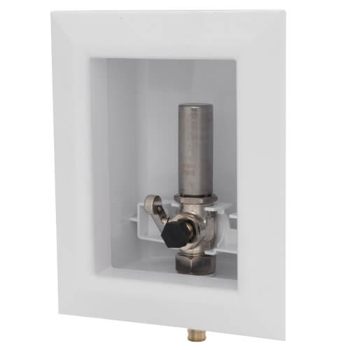 OxBox Ice Maker Outlet Box w/ Water Hammer Arrestor - 1/2" PEX Crimp Connection (Lead Free)