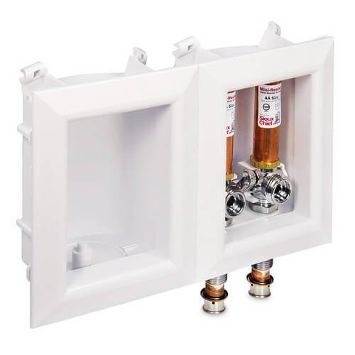 OxBox Washing Machine Outlet Box w/ Water Hammer Arrestor - 1/2" Viega PEX Press Connection (Lead Free)