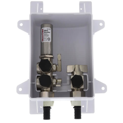 1/2" PEX Crimp OxBox Kitchen Supply Outlet Box w/ MiniRester Water Hammer Arresters (Lead Free)