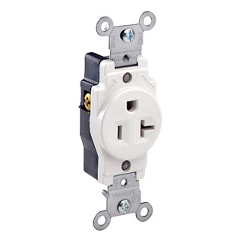 Main product image of 20A Single Receptacle/outlet, Commercial Grade, Self-grounding (White)