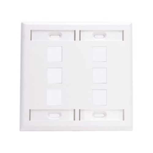 Main product image of Dual-Gang Quickport, Wallplate w/ ID Windows, 6-port (White)
