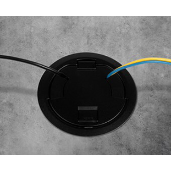 6" Evolution Surface Style Poke-Thru Device, Pre-Wired Dual Service, 3 Outlets (Black)
