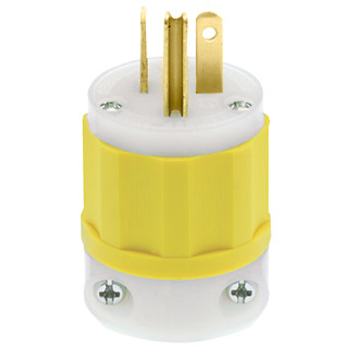 Main product image of 20A, 125V NEMA 5-20P, 2P, 3W, Plug, Straight Blade, Grounding, (Yellow)-WHITE
