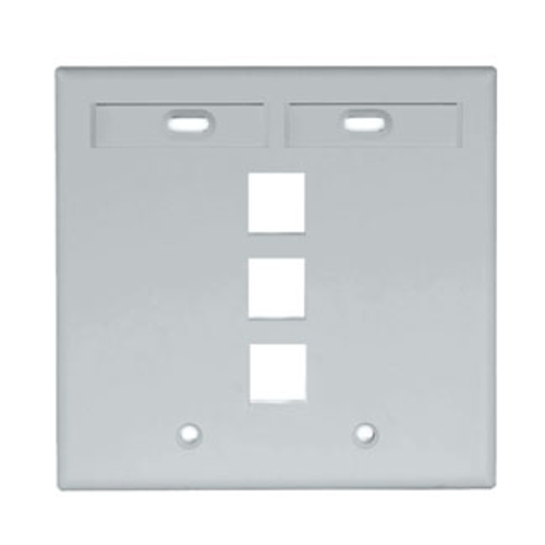 Main product image of Dual-Gang Quickport, Wallplate w/ ID Windows, 3-port (Gray)