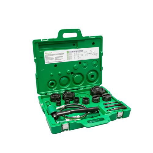 Main product image of 11-Ton Hydraulic Knockout Kit with Hand Pump and Slug-Buster 1/2"- 3" and 4" Conduits