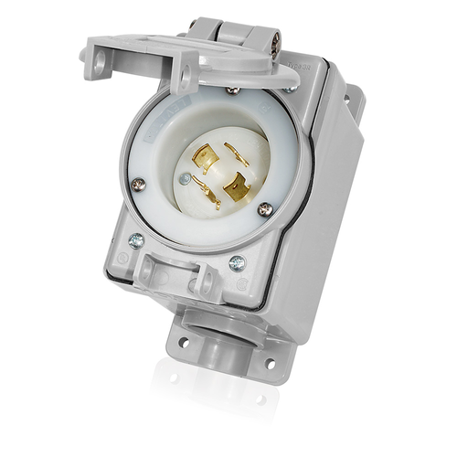 Main product image of Generator Inlet Kit, 20a, 125/250v, Includes Flanged Inlet, Weatherproof Cover And FD Box (Gray)