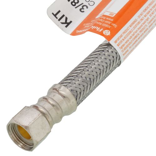 Main product image of 60" Braided Stainless Steel Dishwasher Connector w/ 2 MIP Elbows (3/8" x 3/8" Compression Thread)
