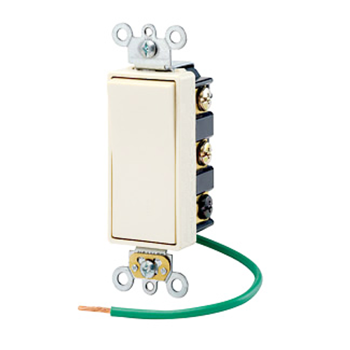 Main product image of 15A, 120/277v, Decora Plus Rocker 2-throw Ctr-off Maint. Contact 2-pole AC Switch (Light Almond)