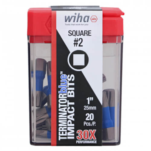 Main product image of 1" Square #2 TerminatorBlue Impact Bit Box (20 Pack)