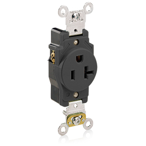 Main product image of 20A Single Receptacle/outlet, Self-grounding (Black)
