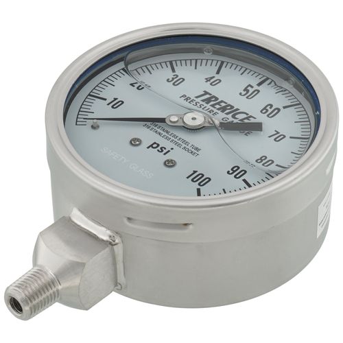 Main product image of 700LFSS, 4" Pressure Gauge with Lower Mount, 1/4 NPT (0-100 PSI)