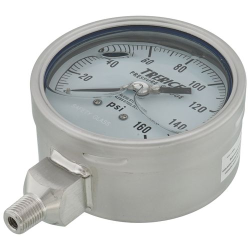 Main product image of 700LFSS, 4" Pressure Gauge with Lower Mount, 1/4 NPT (0-160 PSI)