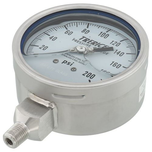 Main product image of 700LFSS, 4" Pressure Gauge with Lower Mount, 1/4 NPT (0-200 PSI)