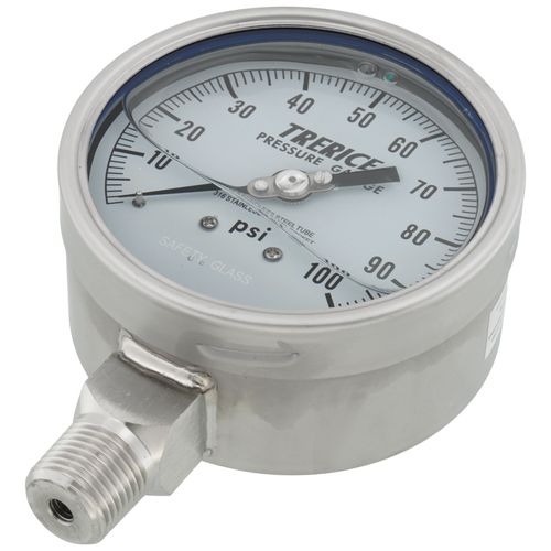 Main product image of 700LFSS, 4" Pressure Gauge with Lower Mount, 1/2 NPT (0-100 PSI)