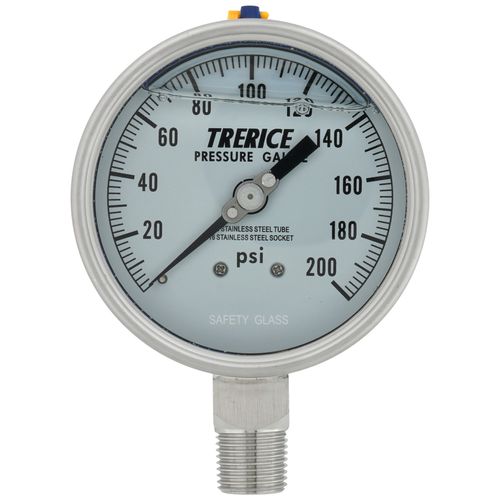 Main product image of 700LFSS, 4" Pressure Gauge with Lower Mount, 1/2 NPT (0-200 PSI)