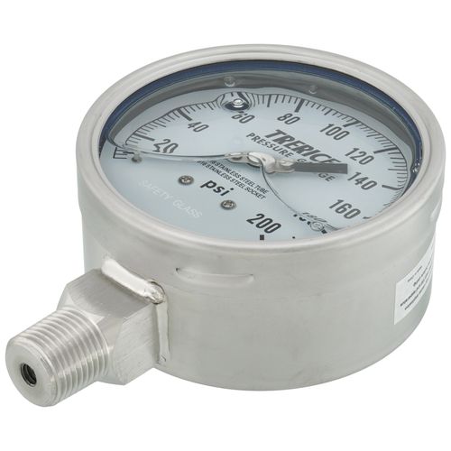 Main product image of 700LFSS, 4" Pressure Gauge with Lower Mount, 1/2 NPT (0-200 PSI)