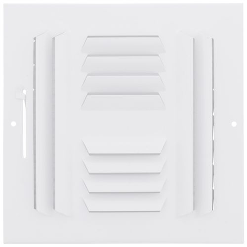 Main product image of 8" x 8" (Wall Opening Size) Four-Way White Sidewall/Ceiling Register w/ Multi-Louver Damper (304M Series)
