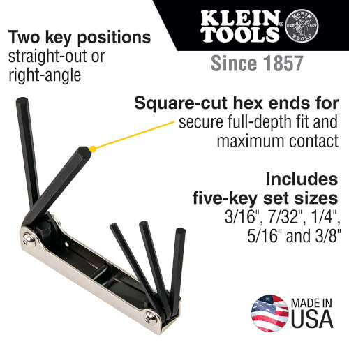 Main product image of 5 Piece Folding Hex Key Set (3/16" to 3/8")