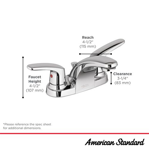 Main product image of Colony PRO 4" Centerset 2-Handle Bathroom Faucet 1.2 gpm/4.5 Lpm Less Drain, w/ Lever Handles (Chrome), 7075205.002