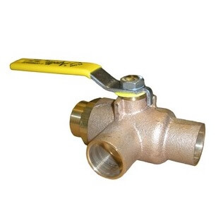 1/2" 3-Way Bronze Diversion Ball Valve