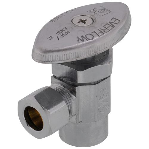Main product image of 1/2" Nominal Sweat x 3/8" OD Compression Angle Stop Valve - Lead Free (Chrome)