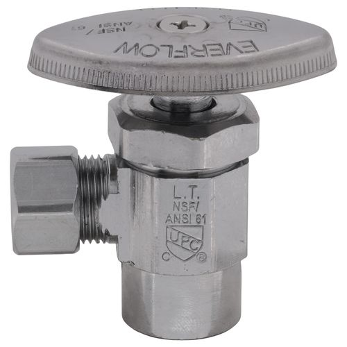 Main product image of 1/2" Nominal Sweat x 3/8" OD Compression Angle Stop Valve - Lead Free (Chrome)