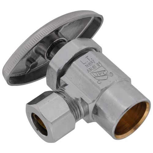 Main product image of 1/2" Nominal Sweat x 3/8" OD Compression Angle Stop Valve - Lead Free (Chrome)