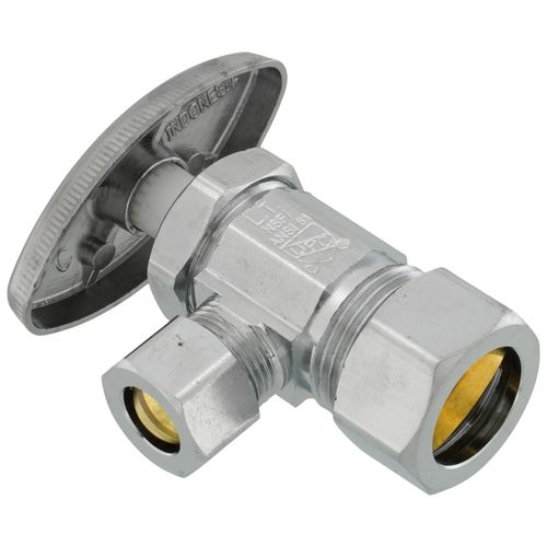Main product image of 1/2" Nom Compression (5/8" OD) x 3/8" OD Compression Angle Stop Valve - Lead Free (Chrome)