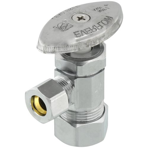 Main product image of 1/2" Nom Compression (5/8" OD) x 3/8" OD Compression Angle Stop Valve - Lead Free (Chrome)