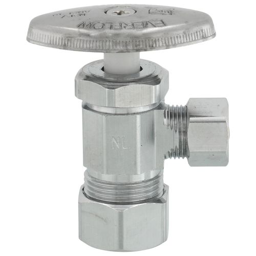 Main product image of 1/2" Nom Compression (5/8" OD) x 3/8" OD Compression Angle Stop Valve - Lead Free (Chrome)