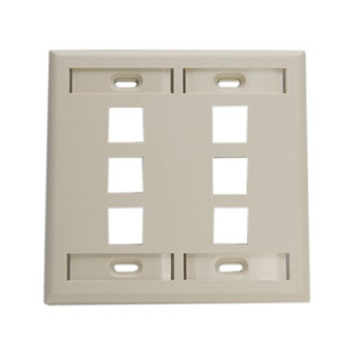 Main product image of Dual-Gang Quickport, Wallplate w/ ID Windows, 6-port (Ivory)