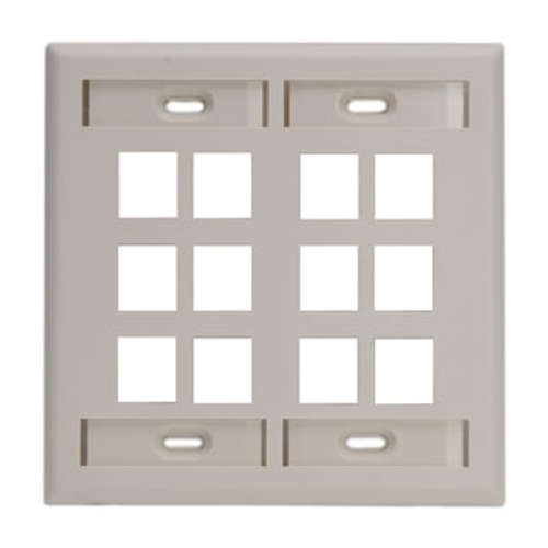 Main product image of Dual-Gang Quickport, Wallplate w/ ID Windows, 12-port (Light Almond)