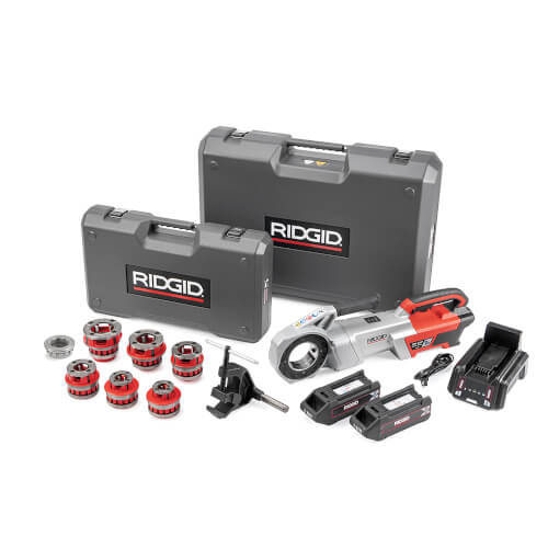 Main product image of 760 FXP Power Drive (12-R) Kit w/ 2x 4Ah FXP Batteries & Charger, 1/2-2" 12-R NPT Die Head Set, Support Arm & Case