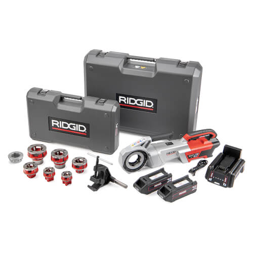 Main product image of 760 FXP Power Drive (11-R) Kit w/ 2x 4Ah FXP Batteries, FXP Charger, 1/2-2" 11-R NPT Die Head Set, Support Arm/Case