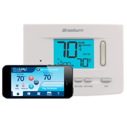 BlueLink Smart Wi-Fi Universal Programmable Thermostat, 3" Display (3 Heat/2 Cool)