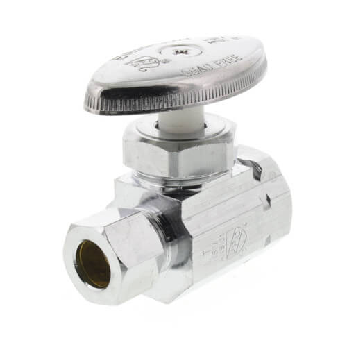 Main product image of 1/2" Female IPS x 3/8" OD Compression Straight Stop Valve, Lead Free (Chrome)