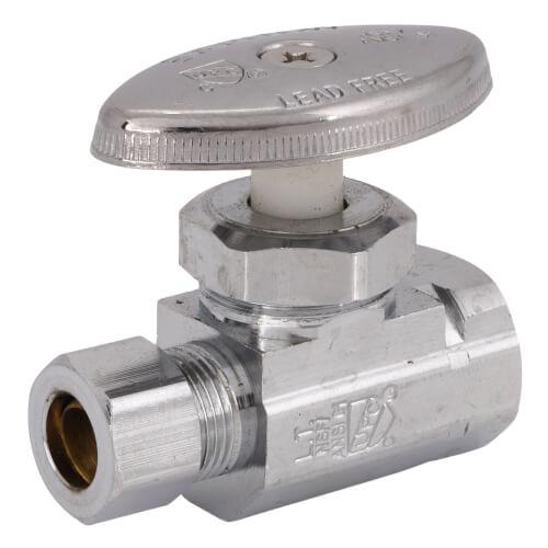 Main product image of 3/8" FIP x 3/8" OD Compression Straight Stop Valve - No Lead (Chrome)