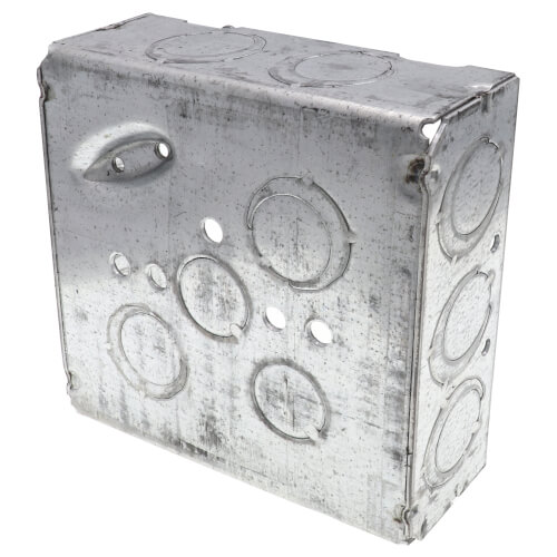 Main product image of 4-11/16" x 1-1/2" Deep Square Box, 1/2" & 3/4" Eccentric Knockouts