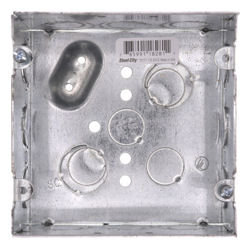 Main product image of 4-11/16" x 2-1/8" Deep Square Box, 1/2" & 3/4" Eccentric Knockouts